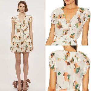 New! Ulla Johnson $690 Silk Zina Dress in Aurora Ivory Floral Silk Size 2 NWT